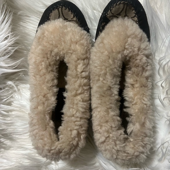COACH Arleen moccasin slippers Sz 5!  Brown with fur♥️. Authentic!!! - Picture 7 of 9
